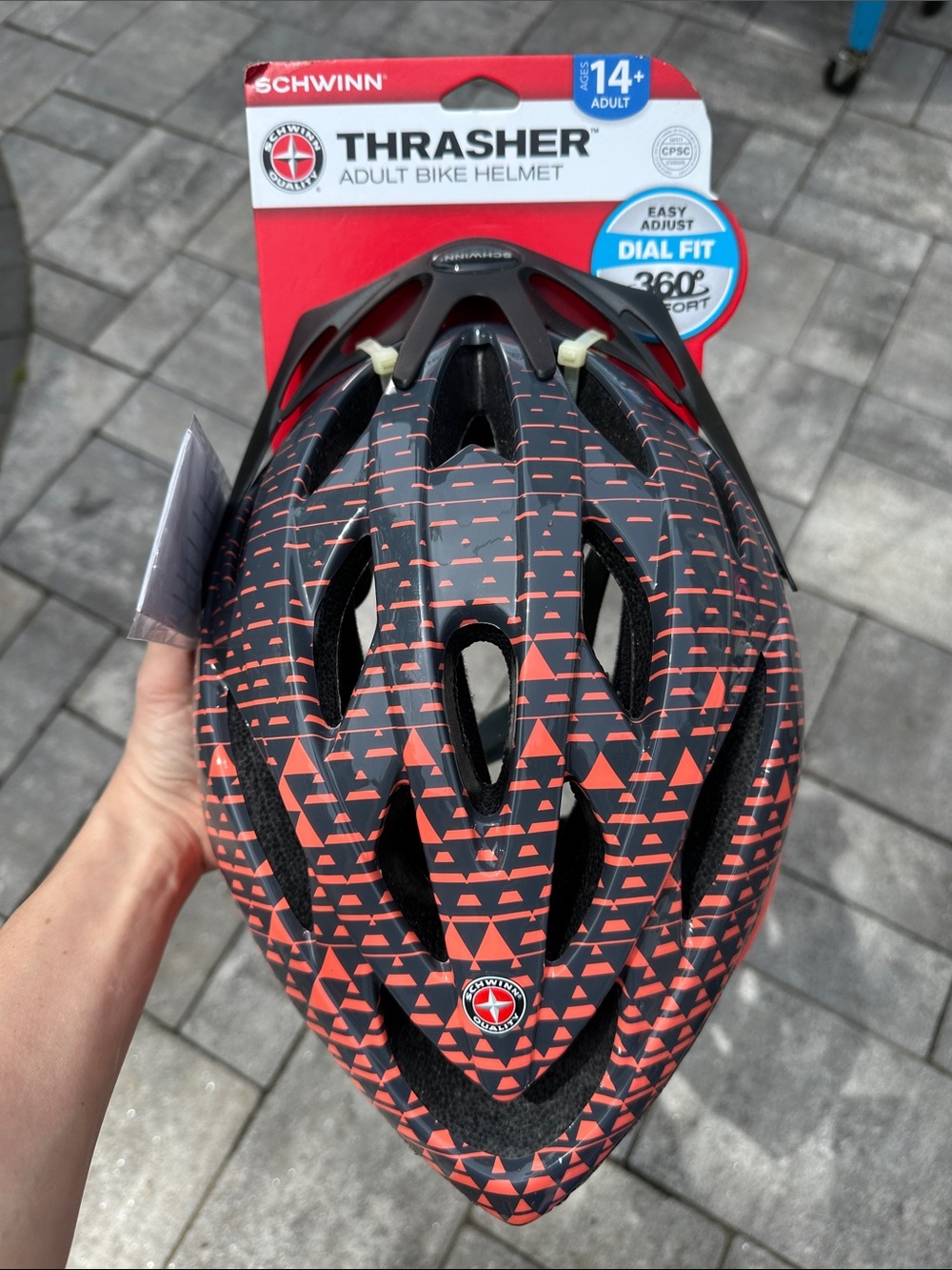 Schwinn Thrasher Helmet - Black and Red Geometric Pattern